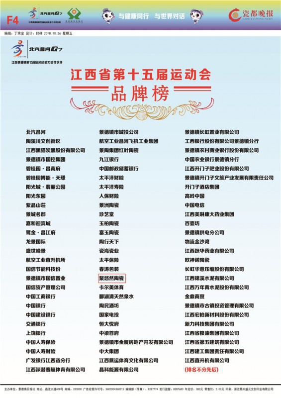 江西省第十五屆運動會品牌榜